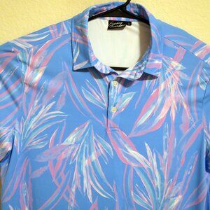 Sunday Swagger Shirt Mens Large Short Sleeve Performance Polo Blue Pink